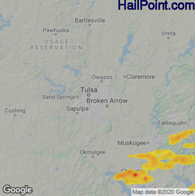 Hail Map for Tulsa, OK Region on October 15, 2022 