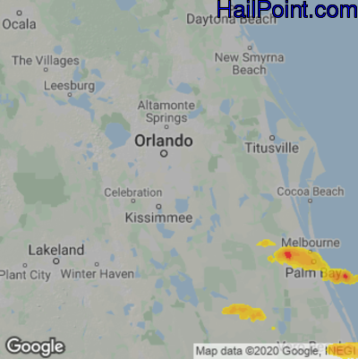 Hail Map for Orlando, FL Region on October 17, 2022