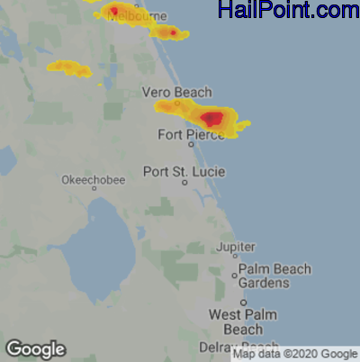 Hail Map for Port St. Lucie, FL Region on October 17, 2022 