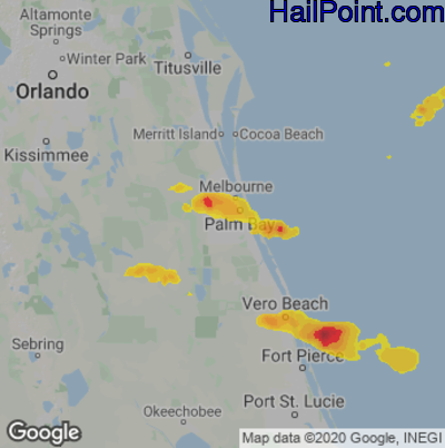 Hail Map for Palm Bay, FL Region on October 17, 2022 