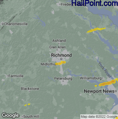 Hail Map for Richmond, VA Region on October 17, 2022