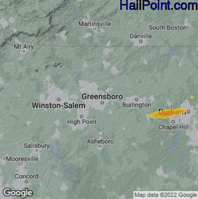 Hail Map for Greensboro, NC Region on October 17, 2022 