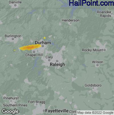 Hail Map for Raleigh, NC Region on October 17, 2022 