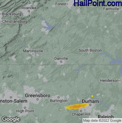 Hail Map for Danville, VA Region on October 17, 2022
