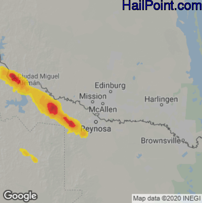 Hail Map for McAllen, TX Region on October 17, 2022