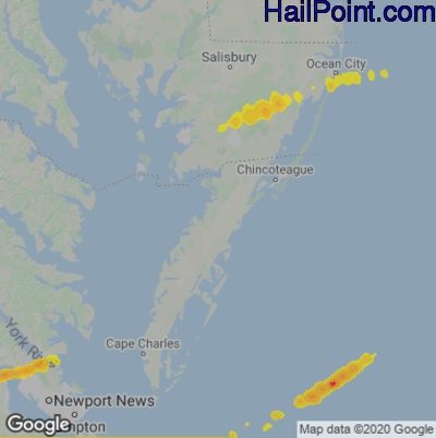 Hail Map for Parksley, DE Region on October 17, 2022