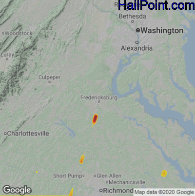 Hail Map for Fredericksburg, VA Region on October 22, 2022 