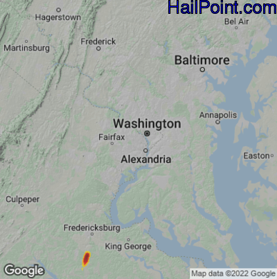 Hail Map for Arlington, VA Region on October 22, 2022 