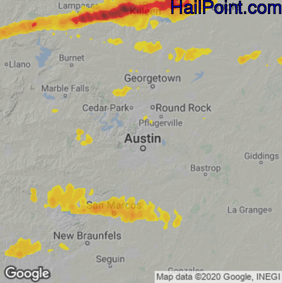 Hail Map for Austin, TX Region on October 24, 2022 