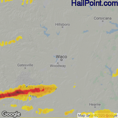 Hail Map for Waco, TX Region on October 25, 2022 