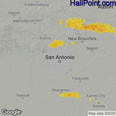Hail Map for San Antonio, TX Region on October 25, 2022