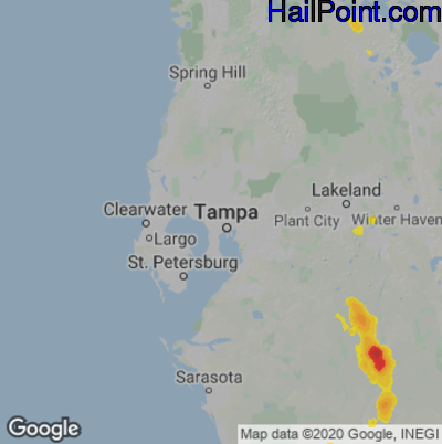 Hail Map for Tampa, FL Region on November 2, 2022 
