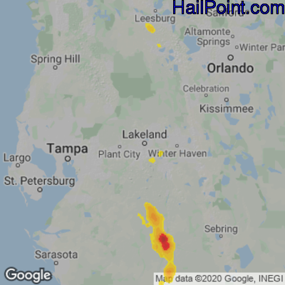 Hail Map for Lakeland, FL Region on November 2, 2022