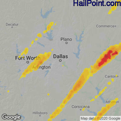 Hail Map for Dallas, TX Region on November 4, 2022