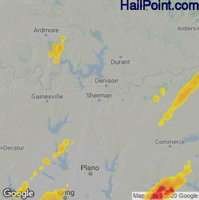 Hail Map for Sherman, TX Region on November 4, 2022