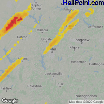Hail Map for Tyler, TX Region on November 4, 2022 