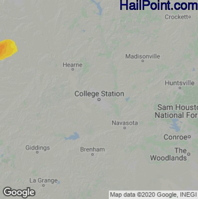 Hail Map for College Station, TX Region on November 11, 2022