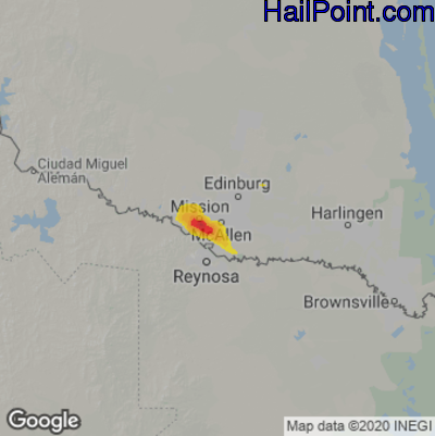 Hail Map for McAllen, TX Region on November 12, 2022