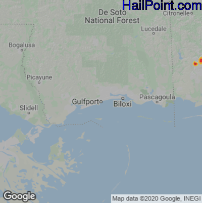 Hail Map for Gulfport, MS Region on November 23, 2022