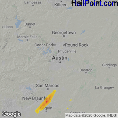 Hail Map for Austin, TX Region on November 26, 2022