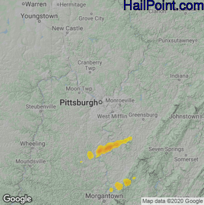 Hail Map for Pittsburgh, PA Region on November 27, 2022