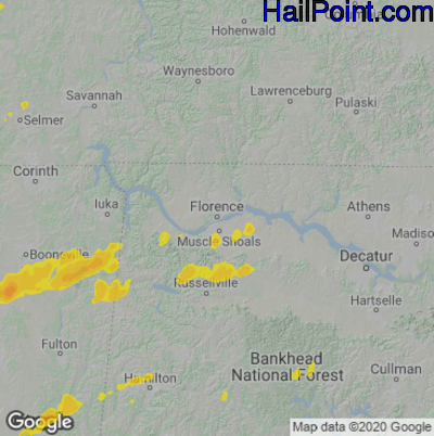 Hail Map for Florence, AL Region on November 29, 2022