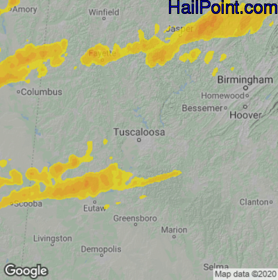 Hail Map for Tuscaloosa, AL Region on November 29, 2022