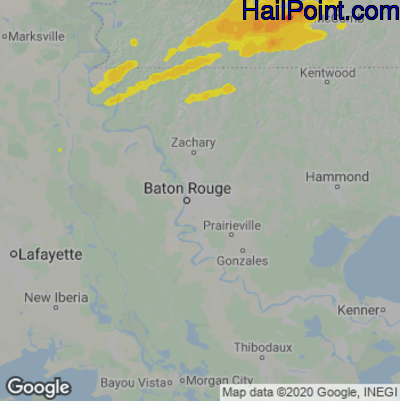 Hail Map for Baton Rouge, LA Region on November 29, 2022