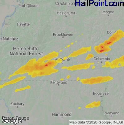 Hail Map for McComb, MS Region on November 29, 2022 