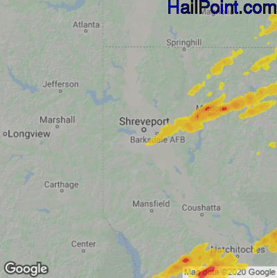 Hail Map for Shreveport, LA Region on November 29, 2022