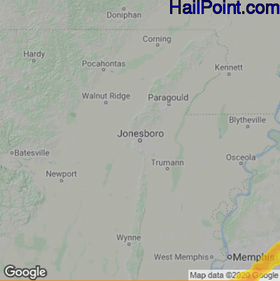 Hail Map for Jonesboro, AR Region on November 30, 2022 