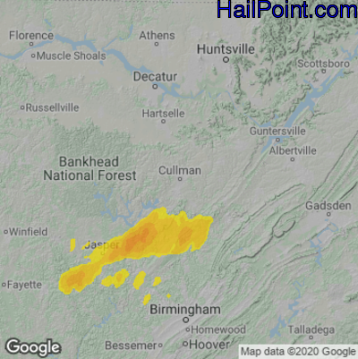 Hail Map for Cullman, AL Region on November 30, 2022 