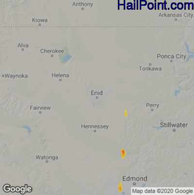 Hail Map for Enid, OK Region on December 11, 2022