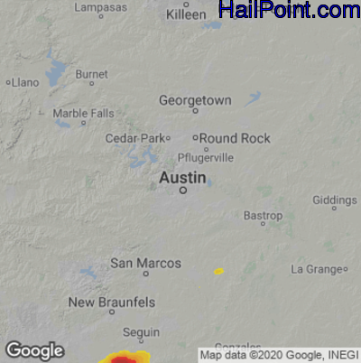 Hail Map for Austin, TX Region on December 11, 2022