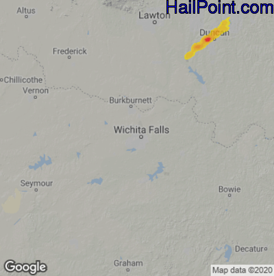 Hail Map for Wichita Falls, TX Region on December 13, 2022