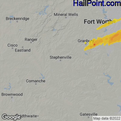 Hail Map for Stephenville, TX Region on December 13, 2022
