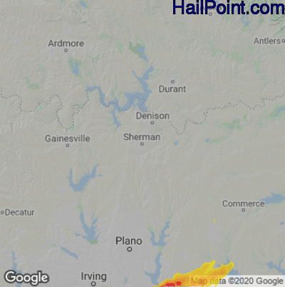 Hail Map for Sherman, TX Region on December 13, 2022