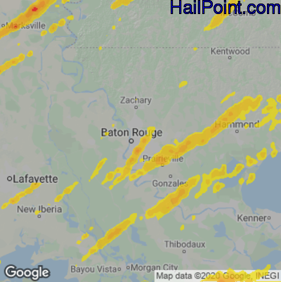 Hail Map for Baton Rouge, LA Region on January 4, 2023 