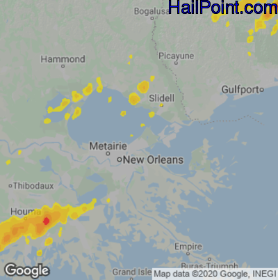 Hail Map for New Orleans, LA Region on January 4, 2023