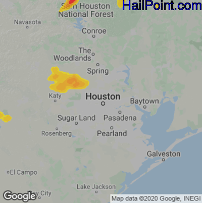 Hail Map for Houston, TX Region on January 8, 2023 