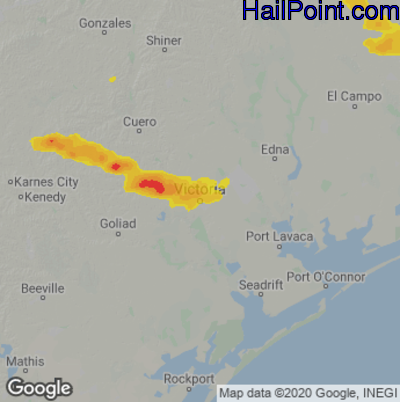 Hail Map for Victoria, TX Region on January 8, 2023 