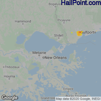 Hail Map for New Orleans, LA Region on January 11, 2023