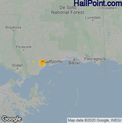 Hail Map for Gulfport, MS Region on January 11, 2023 
