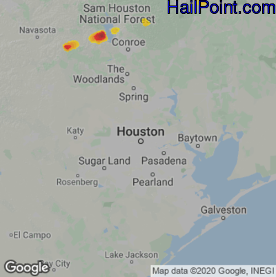 Hail Map for Houston, TX Region on February 23, 2023