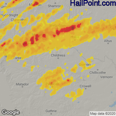 Hail Map for Childress, TX Region on February 26, 2023