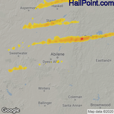 Hail Map for Abilene, TX Region on February 27, 2023