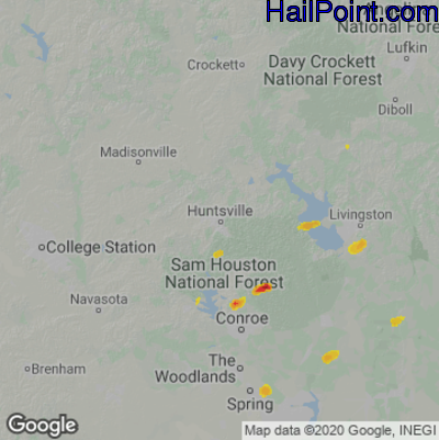 Hail Map for Huntsville, TX Region on February 28, 2023
