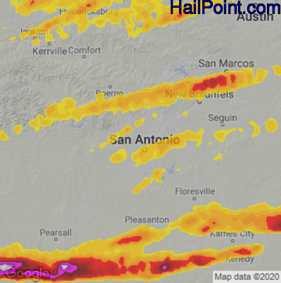 Hail Map for San Antonio, TX Region on March 2, 2023