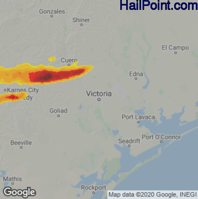 Hail Map for Victoria, TX Region on March 2, 2023 