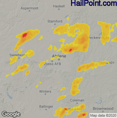 Hail Map for Abilene, TX Region on March 2, 2023
